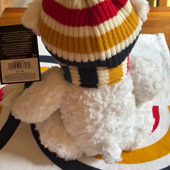 HBC Stripes "HUDSON Bear"stuffed animal with  Knit Scarf & Hat. New with tags. - Picture 2 of 4